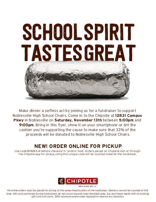 chipotle Noblesville High School Choir Parent Organization